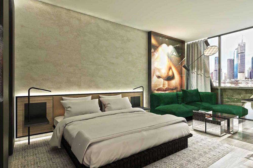 Crystalbrook Vincent Hotel Brisbane Ruang foto A rendering of a guest room